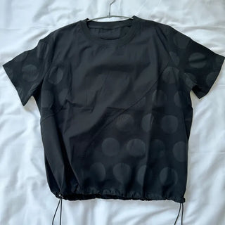 Balloon Dot Loose Fit Short Sleeve String Blouse