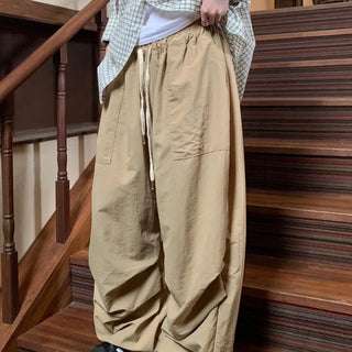[UNISEX] Elastic Waist Fatigue Nylon Parachute Pants