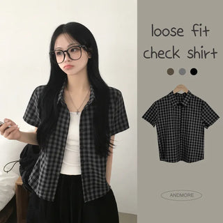 Nerd Lovely Loose Fit Ginger Check Short Sleeve Shirt