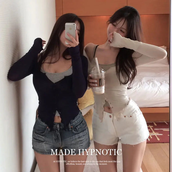 [MADE: In-house Production] Color Block Cardigan Sleeveless Set