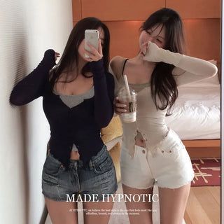 [MADE: In-house Production] Color Block Cardigan Sleeveless Set