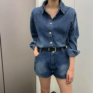 Hazel Denim Two-Piece Set