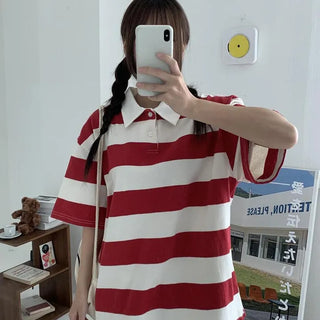[UNISEX] Muri Stripe Collared Short Sleeve T-shirt
