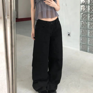 Black Low-Rise Wide Denim Pants (one color)