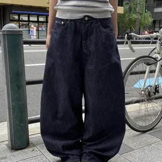 Non-Fade Week Balloon Denim Pants / S - L / Summer Fabric