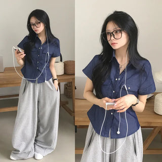 Nerd Denim Pocket Delicate Fit Denim Short Sleeve Shirt