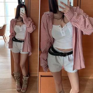 Sinary check loose-fit shirt