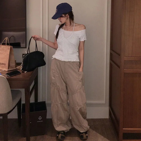 Slova Shirred Elastic Wide Pants