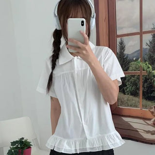 Lunch frill short-sleeve blouse