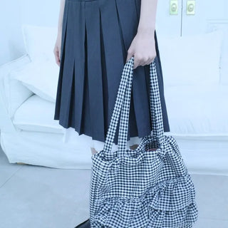 Frill check shoulder bag