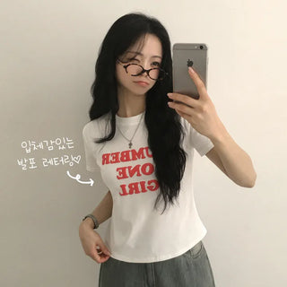 Foamed 3D Lettering Round Basic Fit Short Sleeve T-shirt