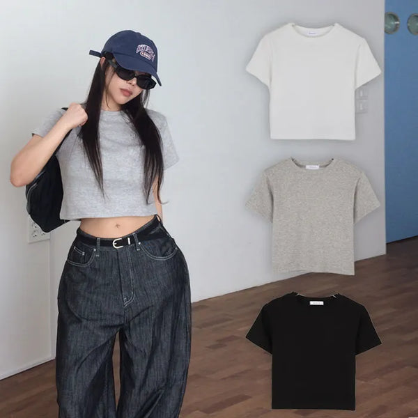 Damerin Round Crop Short Sleeve T-shirt