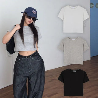 Damerin Round Crop Short Sleeve T-shirt