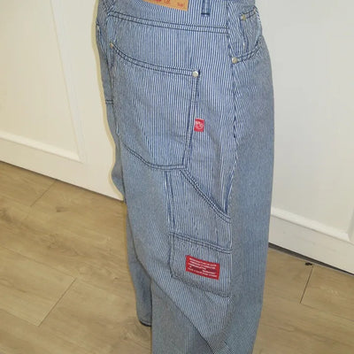 Dibel Summer Stripe Wide Balloon Denim Pants