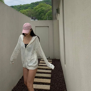 Wit See-through Summer Zip-up Hoodie