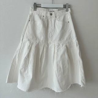 A Denim Midi Pleated Skirt