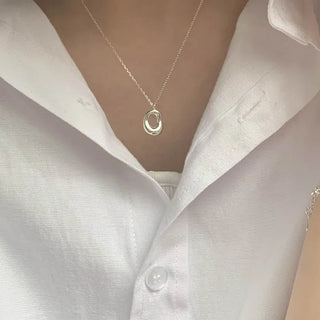 Ugly Oval Pendant Silver Necklace