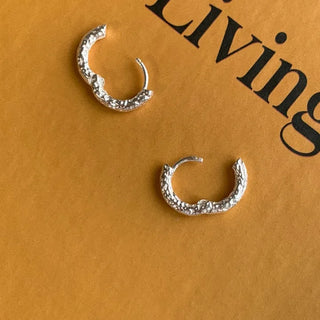 Mini Bold Foil One-Touch Ring Silver Earrings