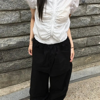 Shirred Dot Short Sleeve Windbreaker
