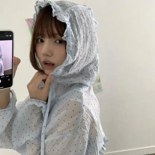 (Summer) Kuts Frill Hooded Dot Summer Windbreaker