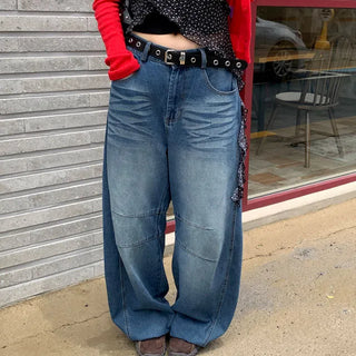 Cut-out String Jogger Wide Denim Pants 1 color