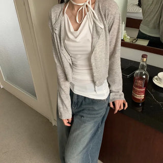 [A Must-Have/Until Midsummer~] Linen Round Summer Crop Cardigan