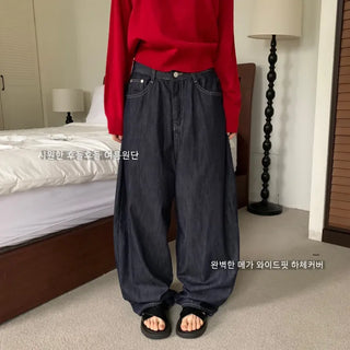[25 Summer New Arrival/Shivering~] Non-Faded Balloon Wide Hooded Raw Denim Summer Long Pants