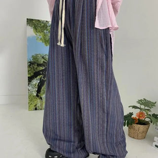 [UNISEX] Hippie Patch Summer Stripe Wide Pants