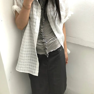 seersucker check shirt