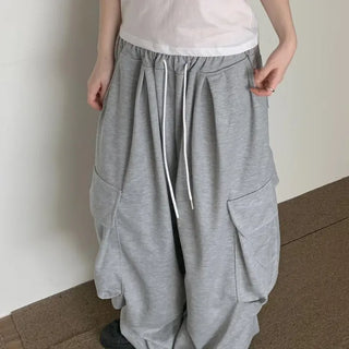 [UNISEX] Balloon Elastic Waist Big Cargo Pintuck Sweatpants