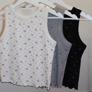 Flower Ribbed Sleeveless