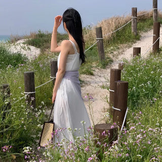 Seric Ribbon Layered Sleeveless Long Dress