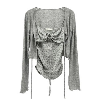 Beaded Shirred Strap Cardigan Set