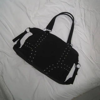 Nylon studded shoulder bag