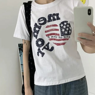 Heart American flag summer short-sleeve shirt