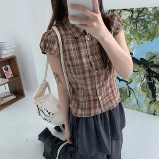 Roy check blouse