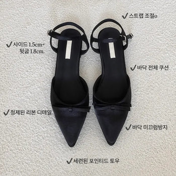 Black Satin Ribbon Flat Slingback  Summer Shoes Mary Jane Ribbon Flat Shoes Sandals