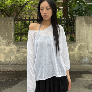 Karin Boatneck Off-Summer See-through Long Sleeve T-shirt