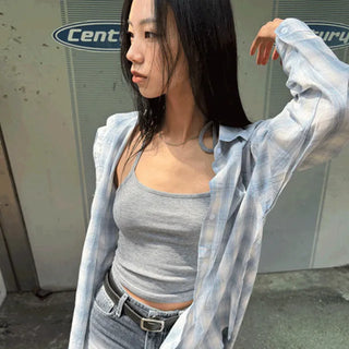 Lia check long-sleeve shirt