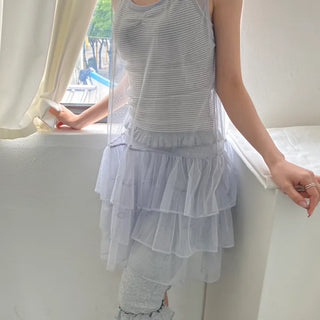 Aviator See-through Frill Tiered Layered Dress