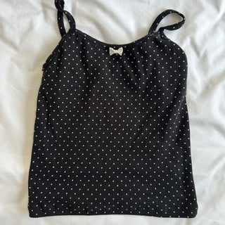 Volume Ribbon Dot Slim Sleeveless Top