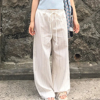 Leak Stripe Elastic Waist Pants