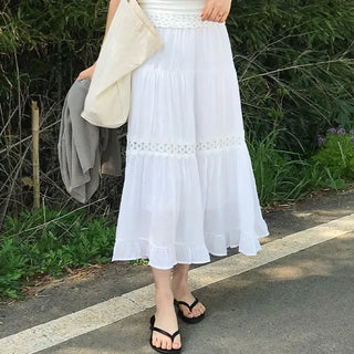 Moga Punching Lace Long Skirt