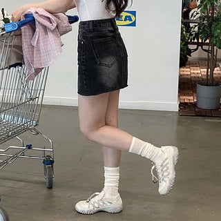 Hupi Washed Denim Mini Skirt