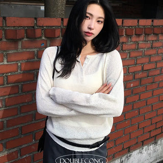 Raglan Button Boucle Knit