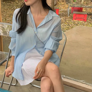 Grudit Summer See-through Loose Fit Shirt