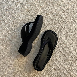 Velvet flip-flops women's summer flip-flops platform flip-flops