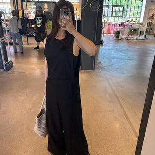 Solid jumpsuit sleeveless wide jumpsuit