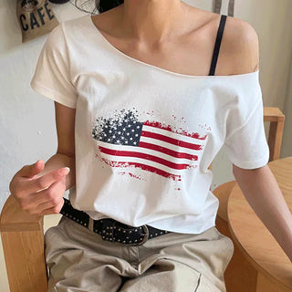 Kiro Vintage Print Off-Shoulder