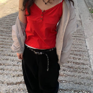 3-button V-neck tank top